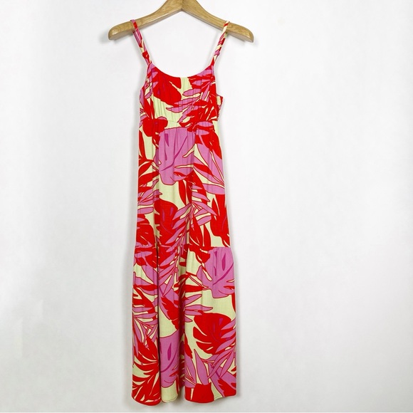 Sanctuary Tropical Red and Pink Dropped Seam Maxi Dress Size XS Adjustable strap - Picture 2 of 11